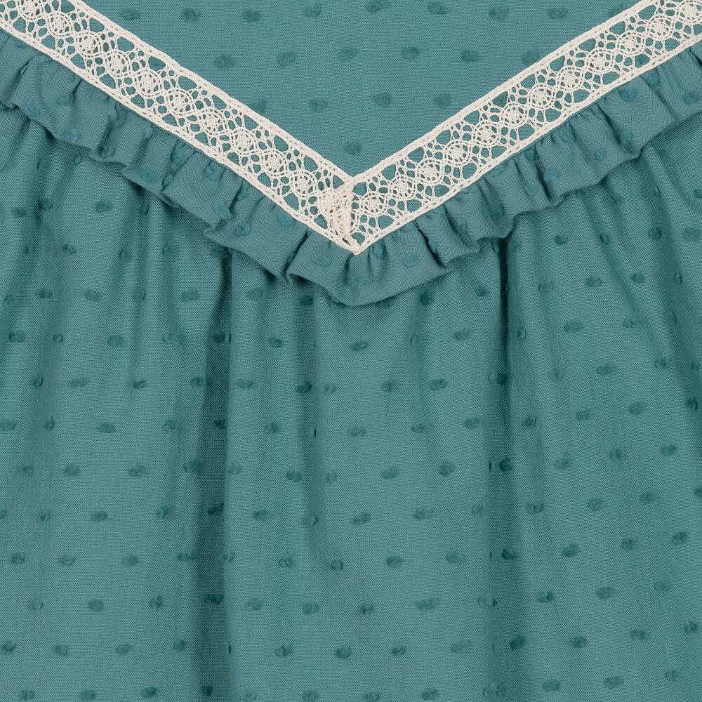 PAZ Rodríguez-Baby Girls Teal Green Cotton Dress | Childrensalon Outlet