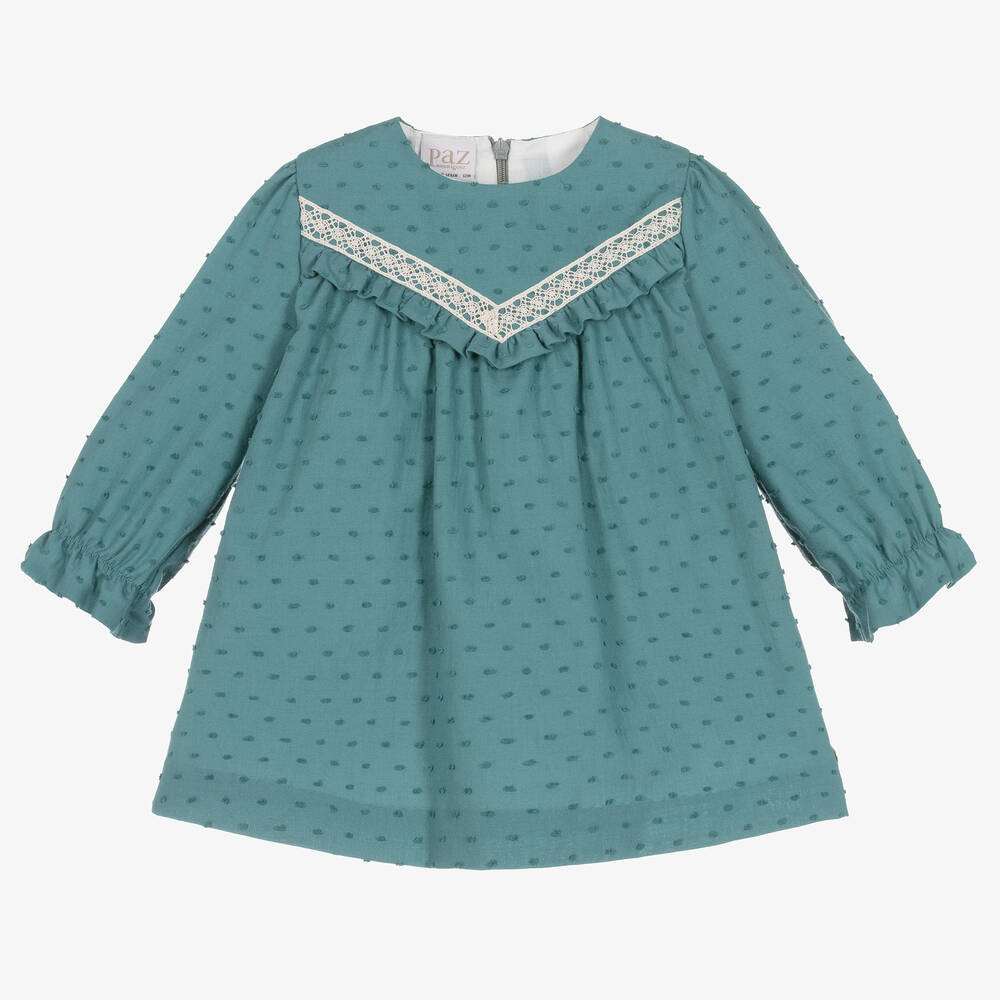 Paz Rodríguez - Blaugrünes Baumwollkleid für Babys | Childrensalon