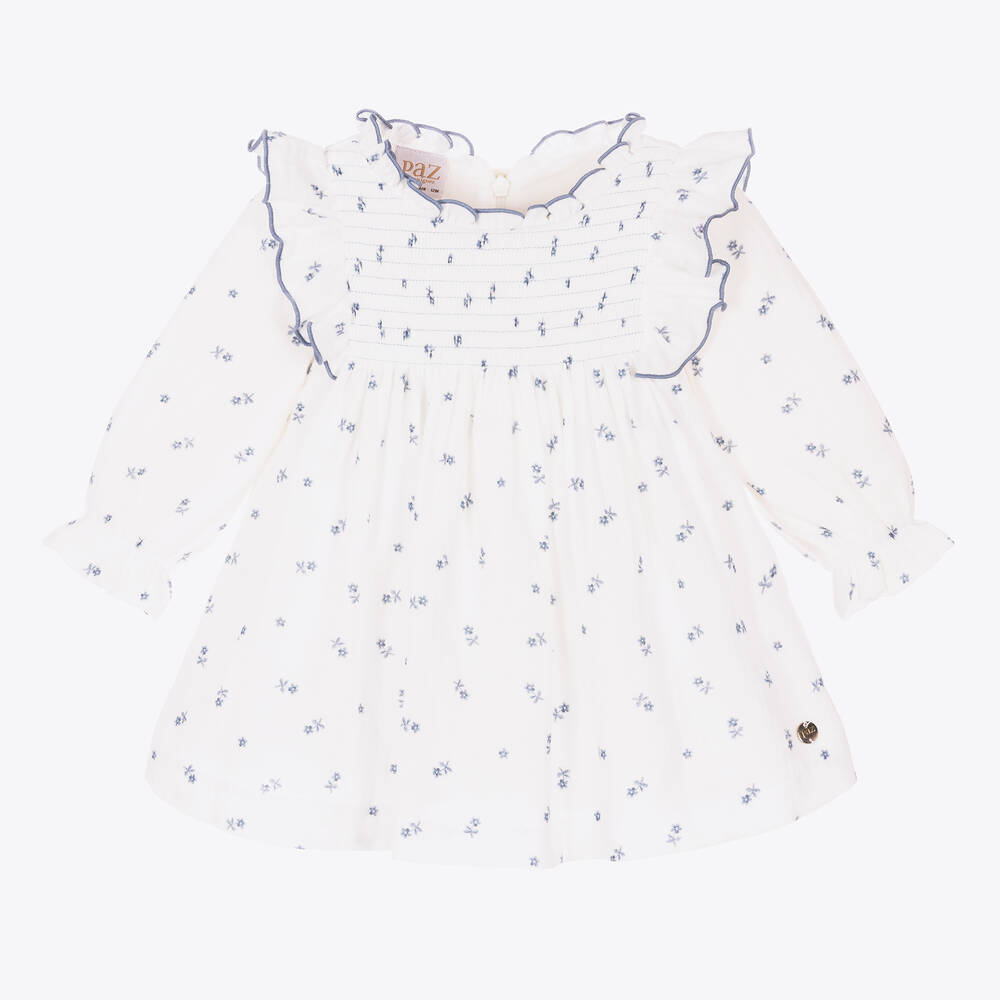 PAZ Rodríguez-Baby Girls White Cheesecloth Dress | Childrensalon Outlet