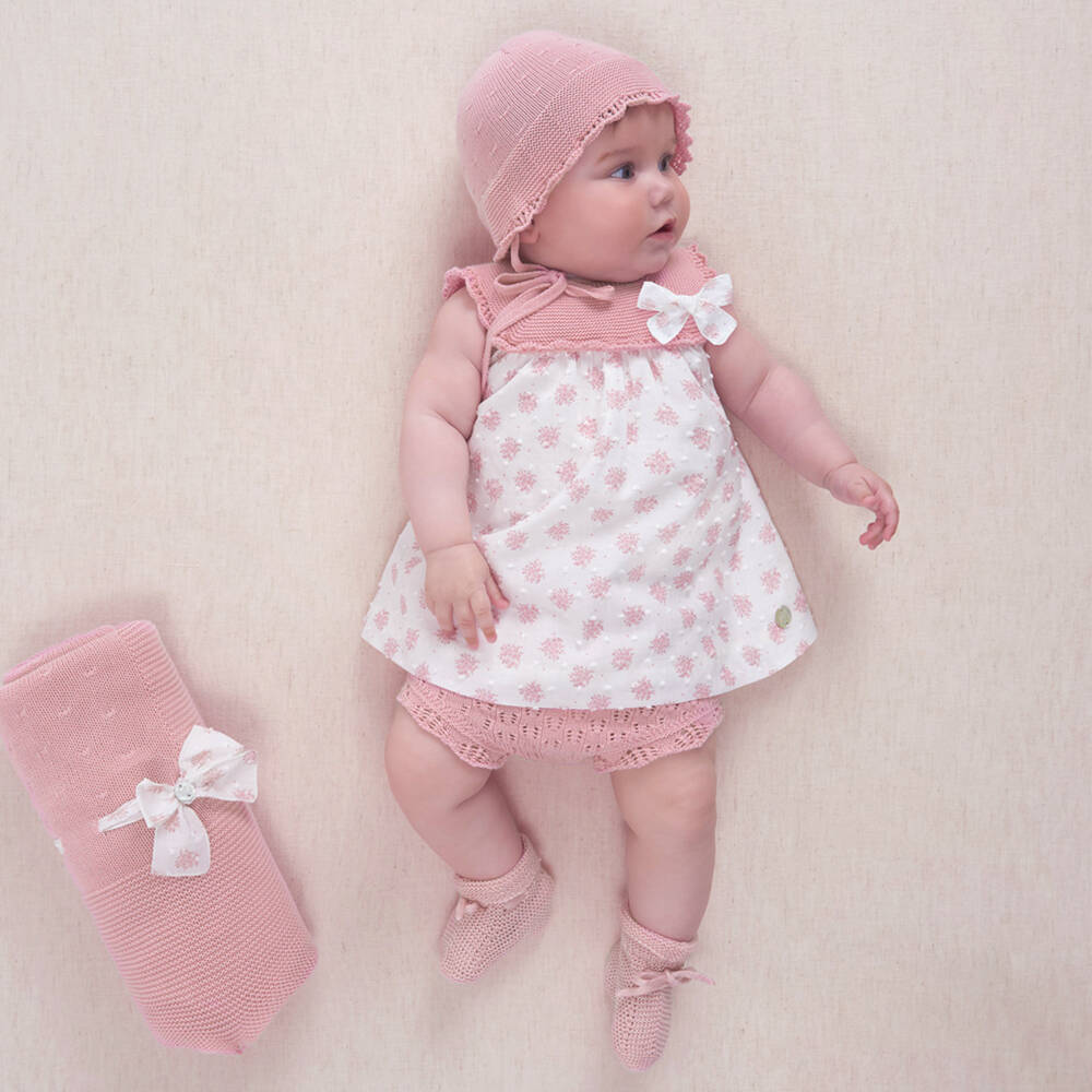 PAZ Rodríguez-Baby Girls White & Pink Floral Plumeti Dress | Childrensalon Outlet