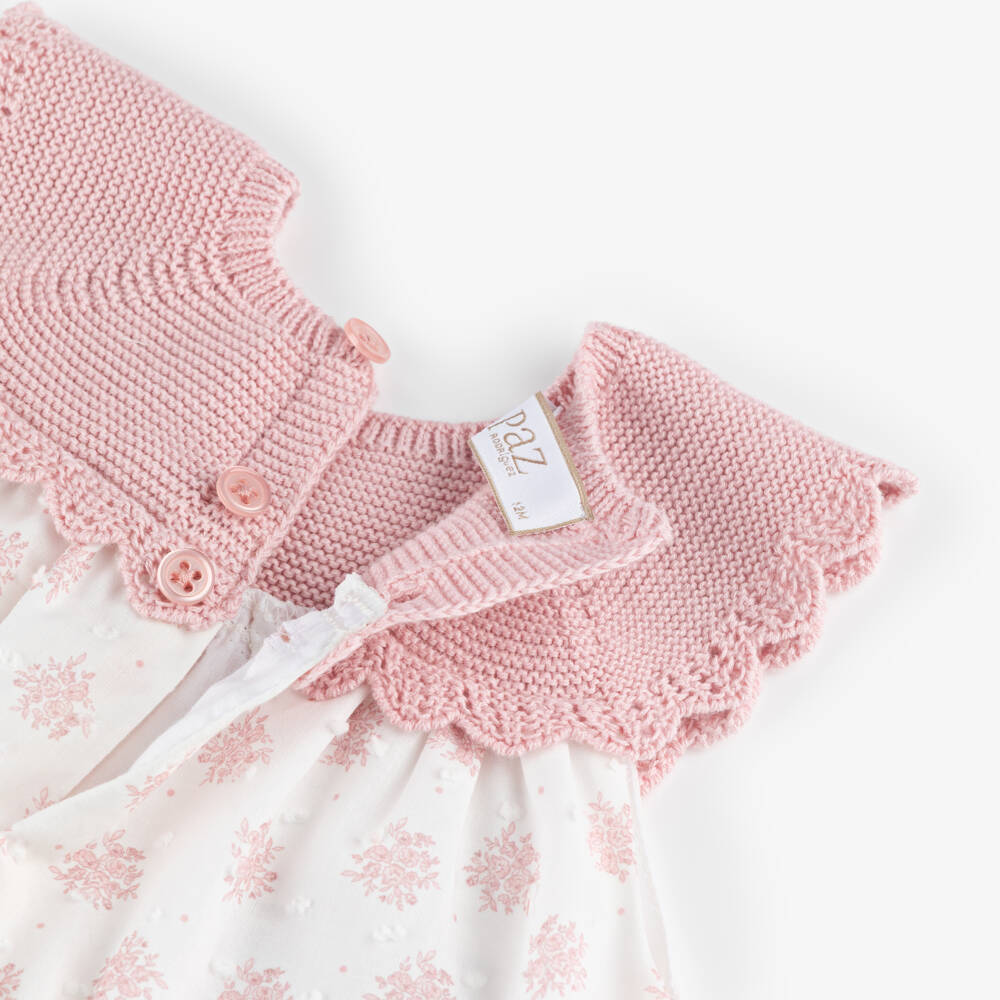 PAZ Rodríguez-Baby Girls White & Pink Floral Plumeti Dress | Childrensalon Outlet