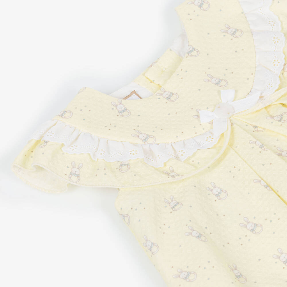 PAZ Rodríguez-Baby Girls Yellow Bunny Print Cotton Dress | Childrensalon Outlet