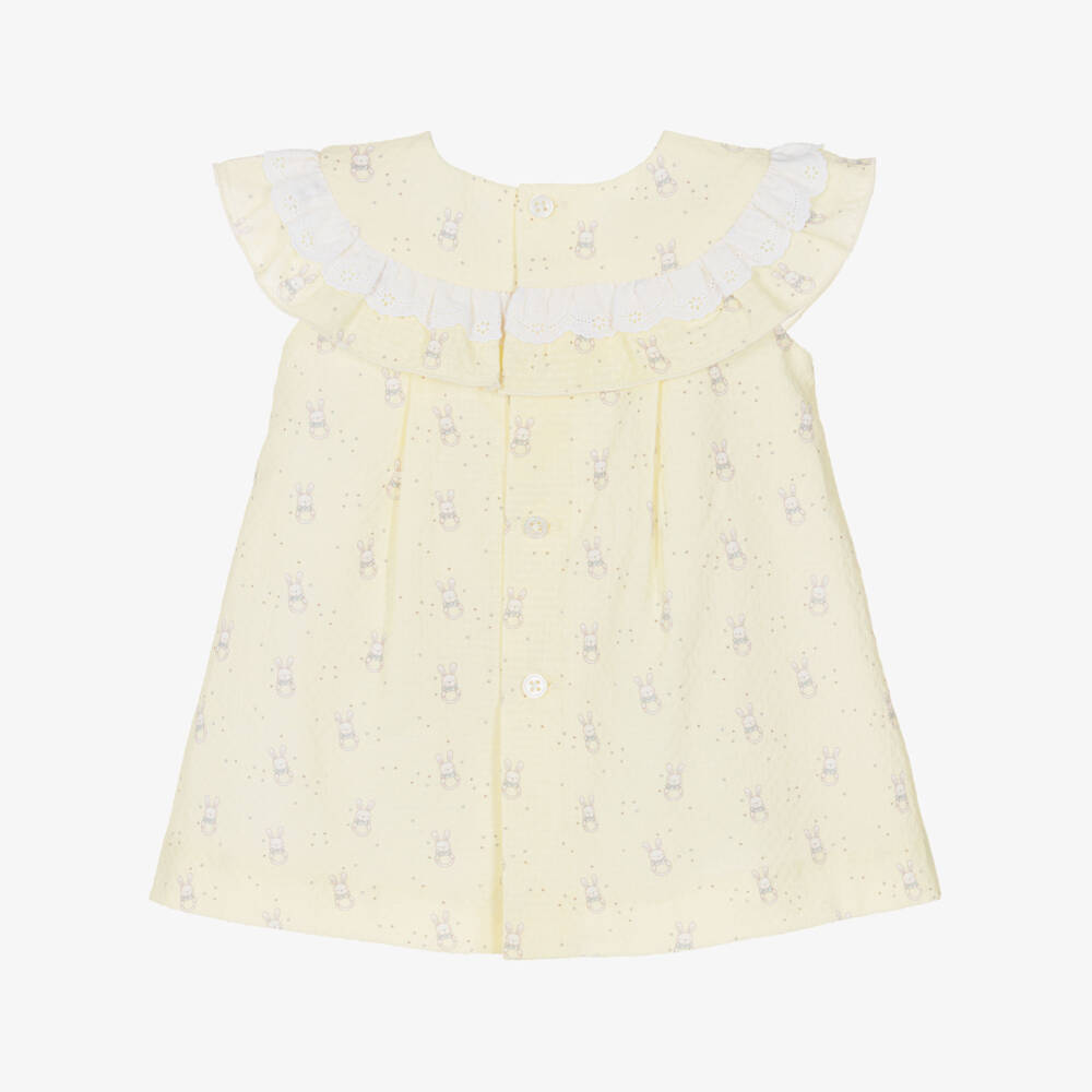 PAZ Rodríguez-Baby Girls Yellow Bunny Print Cotton Dress | Childrensalon Outlet