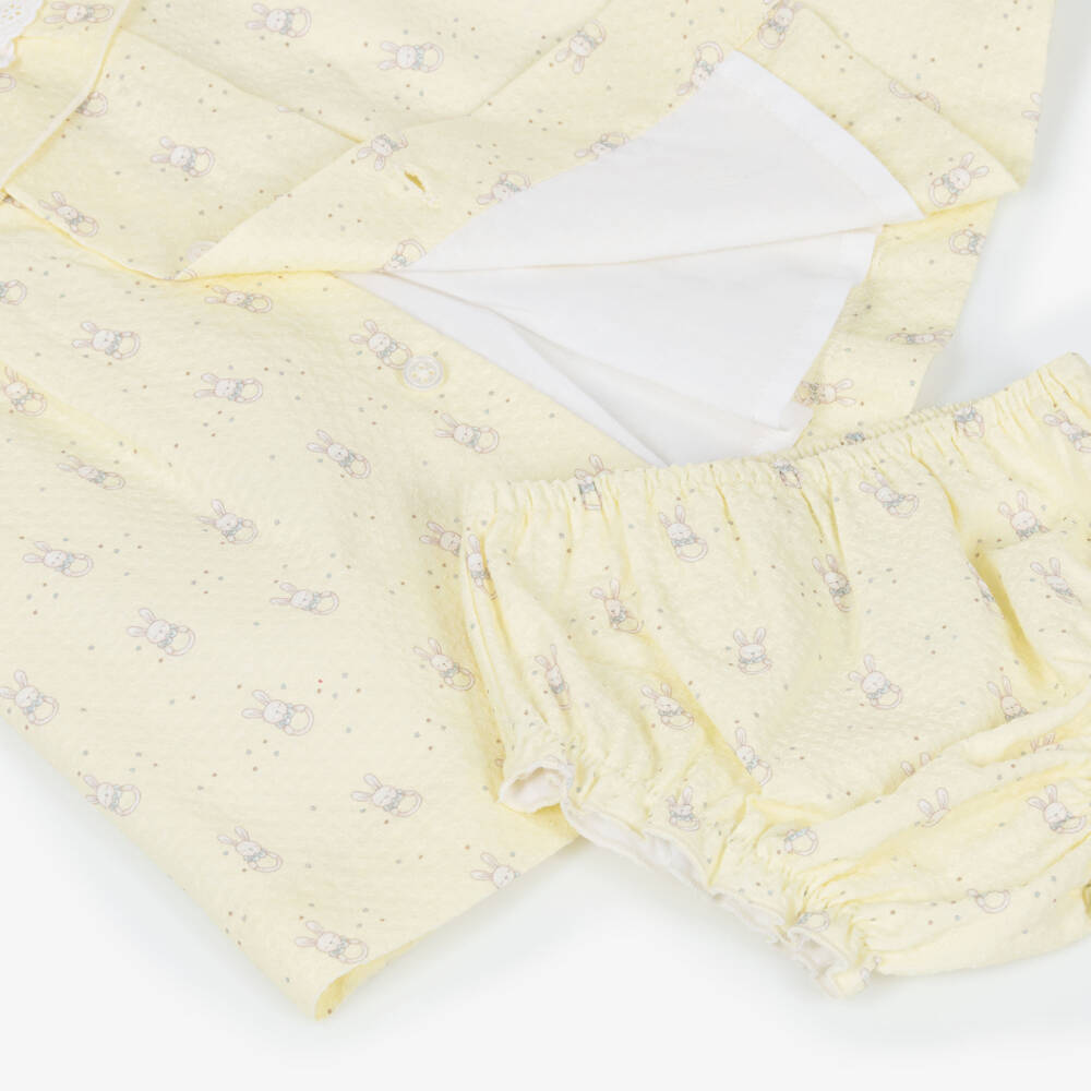 PAZ Rodríguez-Baby Girls Yellow Bunny Print Cotton Dress | Childrensalon Outlet