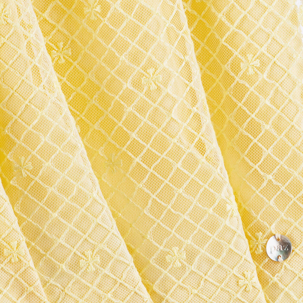 PAZ Rodríguez-Baby Girls Yellow Embroidered Tulle Dress | Childrensalon Outlet
