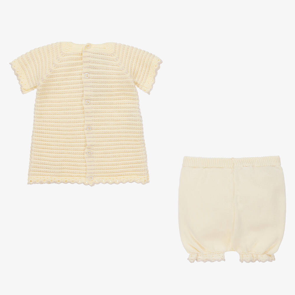 PAZ Rodríguez-Baby Girls Yellow Knitted Shorts Set | Childrensalon Outlet