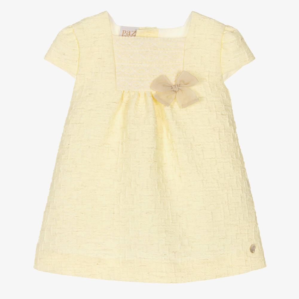 Paz Rodríguez - Baby Girls Yellow Trapeze Bow Dress | Childrensalon