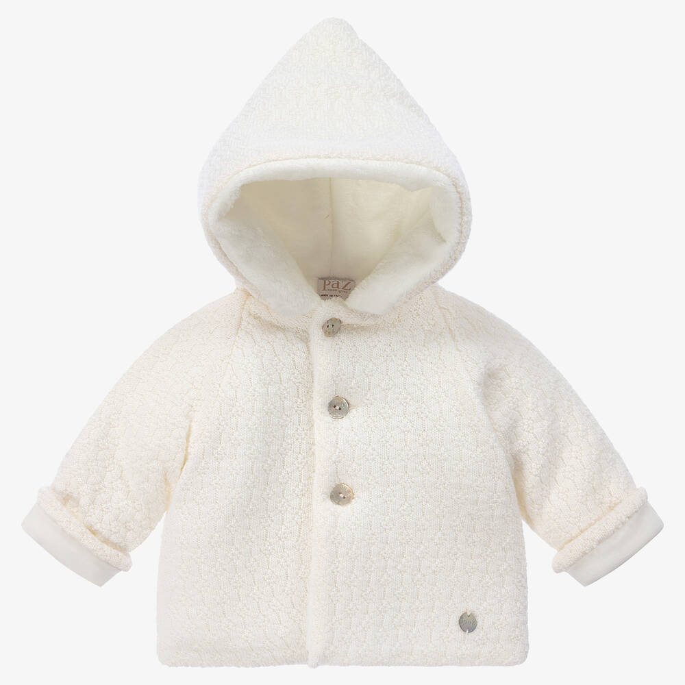 Paz Rodríguez - Baby-Wolljacke mit Kapuze Elfenbein | Childrensalon