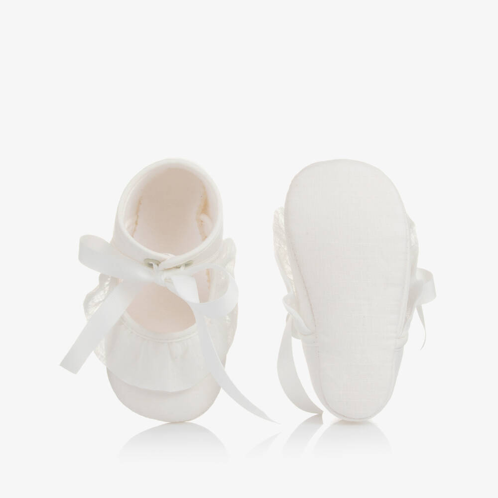 PAZ Rodríguez-Baby Ivory Ruffle Pre-Walker Shoes | Childrensalon Outlet