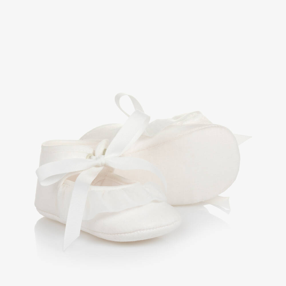 PAZ Rodríguez-Baby Ivory Ruffle Pre-Walker Shoes | Childrensalon Outlet