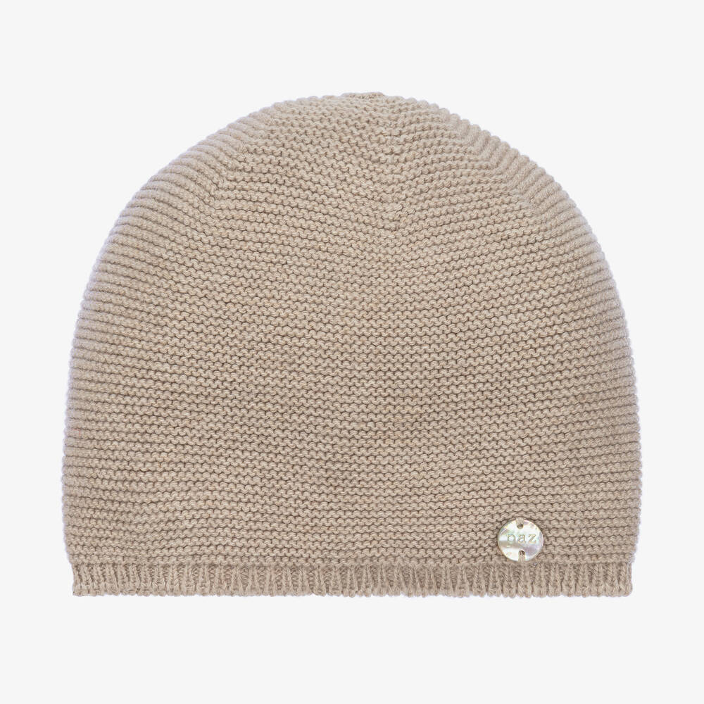 Paz Rodríguez - Beige Cotton Knit Baby Hat | Childrensalon