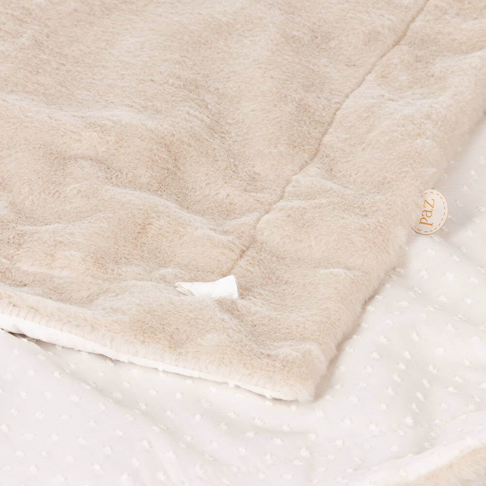 PAZ Rodríguez-Beige Faux Fur Baby Blanket (98cm) | Childrensalon Outlet