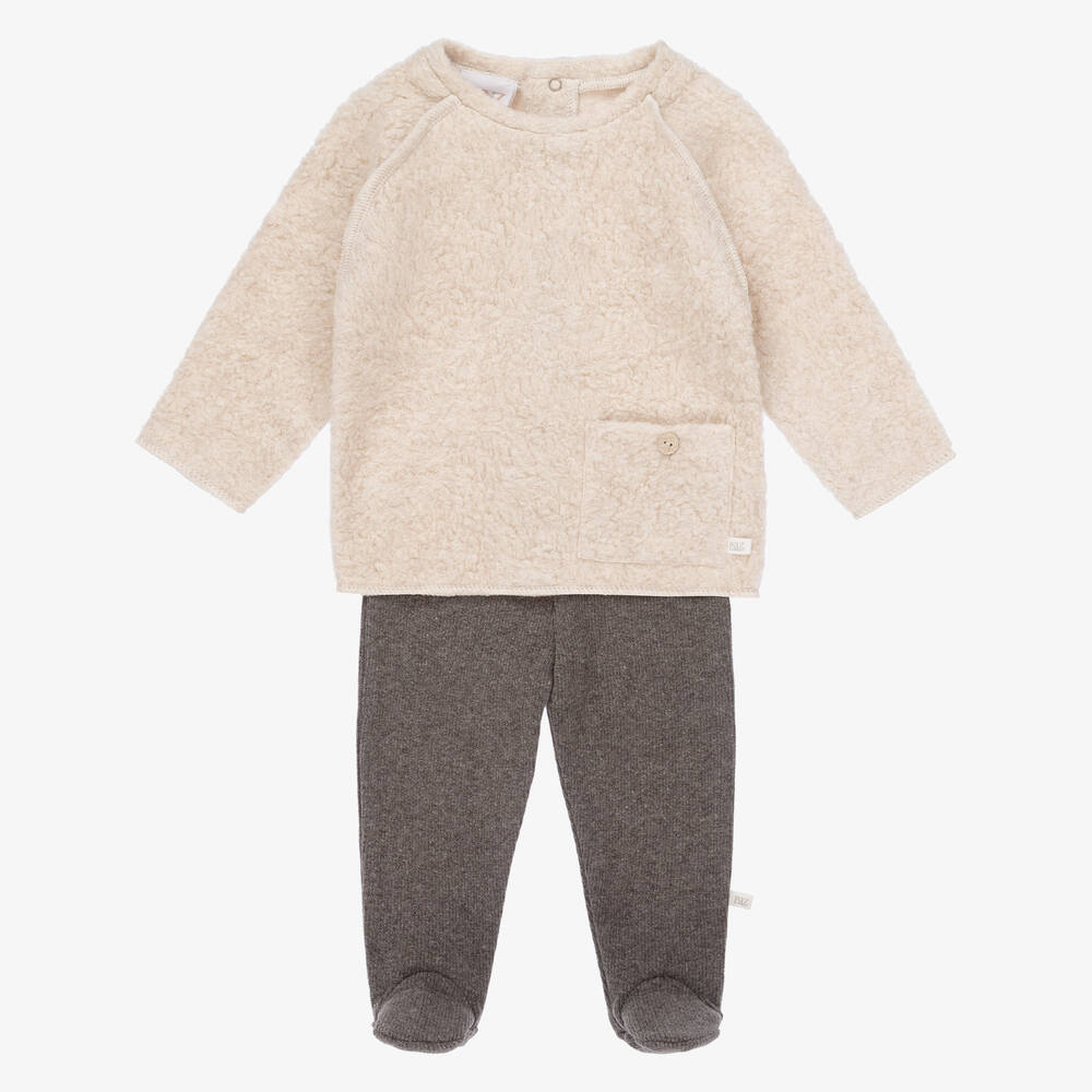 Paz Rodríguez - Beige & Grey 2 Piece Babygrow | Childrensalon