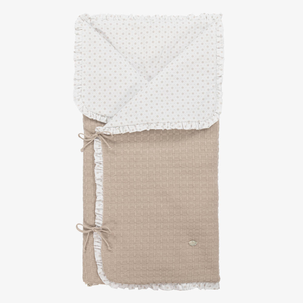 PAZ Rodríguez-Beige Knitted Cotton Baby Nest (70cm) | Childrensalon Outlet