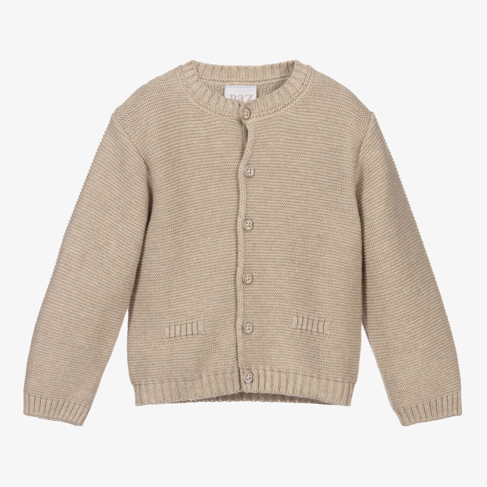 PAZ Rodríguez-Beige Knitted Cotton Cardigan | Childrensalon Outlet