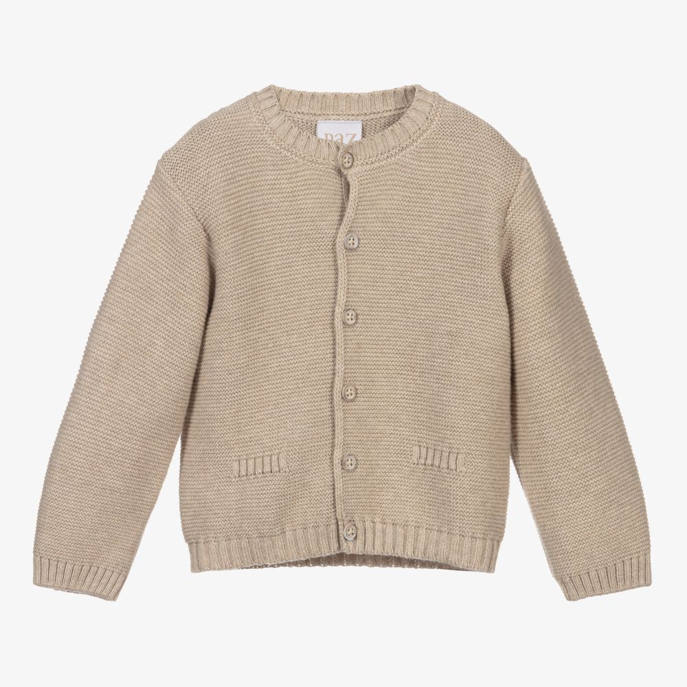 Paz Rodríguez - Beige Knitted Cotton Cardigan | Childrensalon