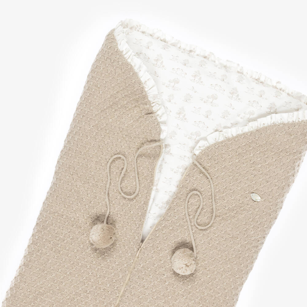 PAZ Rodríguez-Beige Knitted Nest with Patterned Lining (68cm) | Childrensalon Outlet