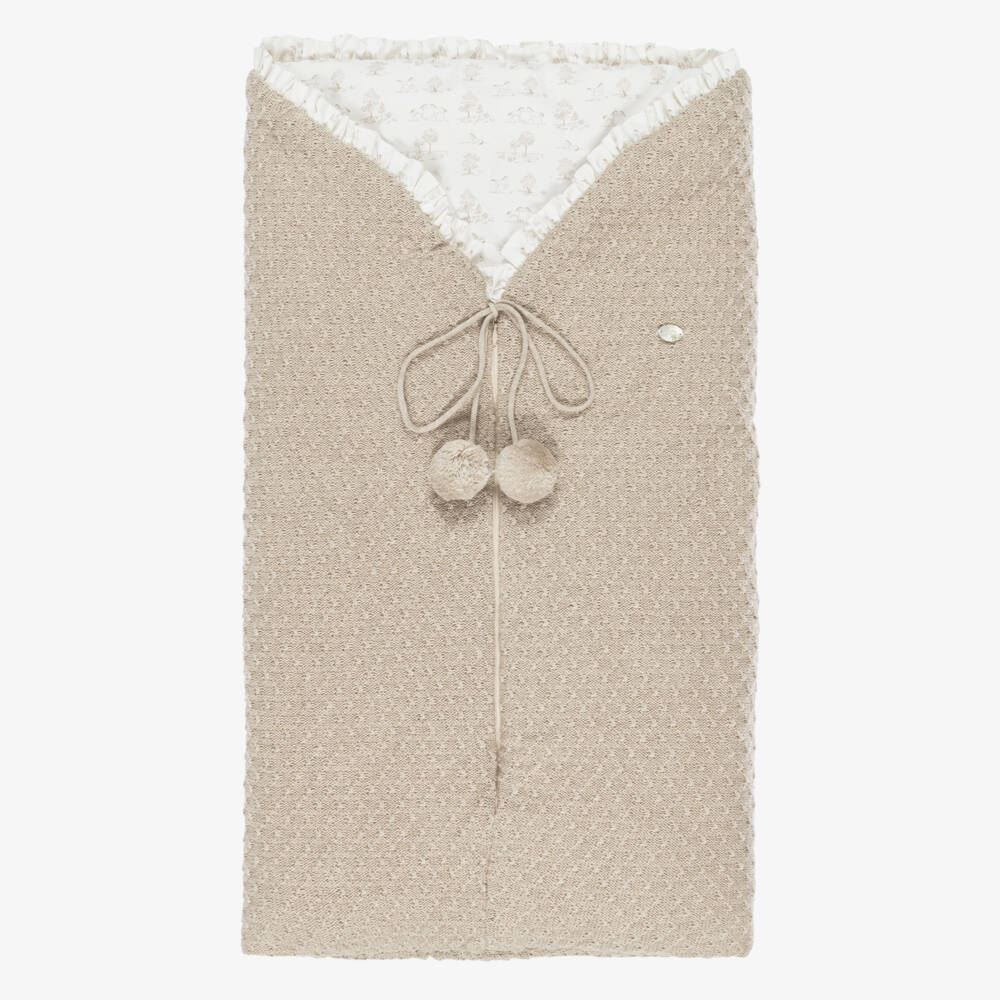 PAZ Rodríguez-Beige Knitted Nest with Patterned Lining (68cm) | Childrensalon Outlet