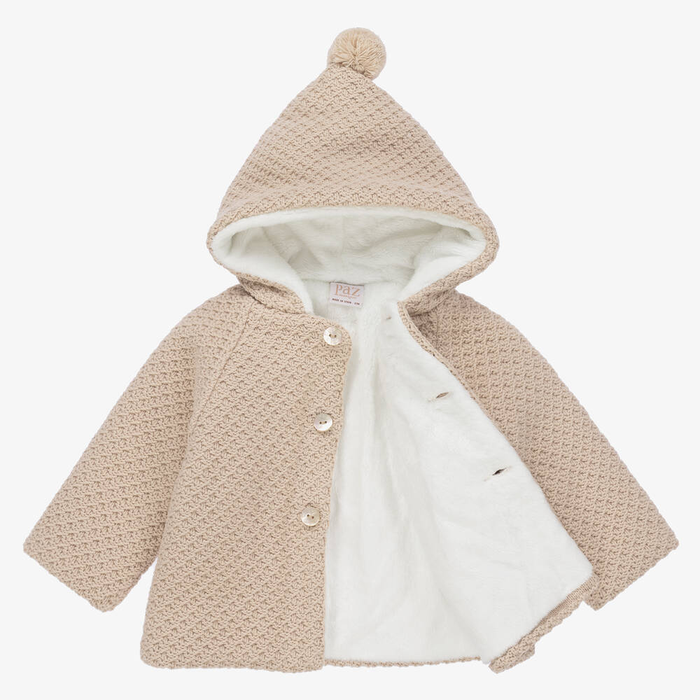 PAZ Rodríguez-Beige Knitted Pram Coat | Childrensalon Outlet