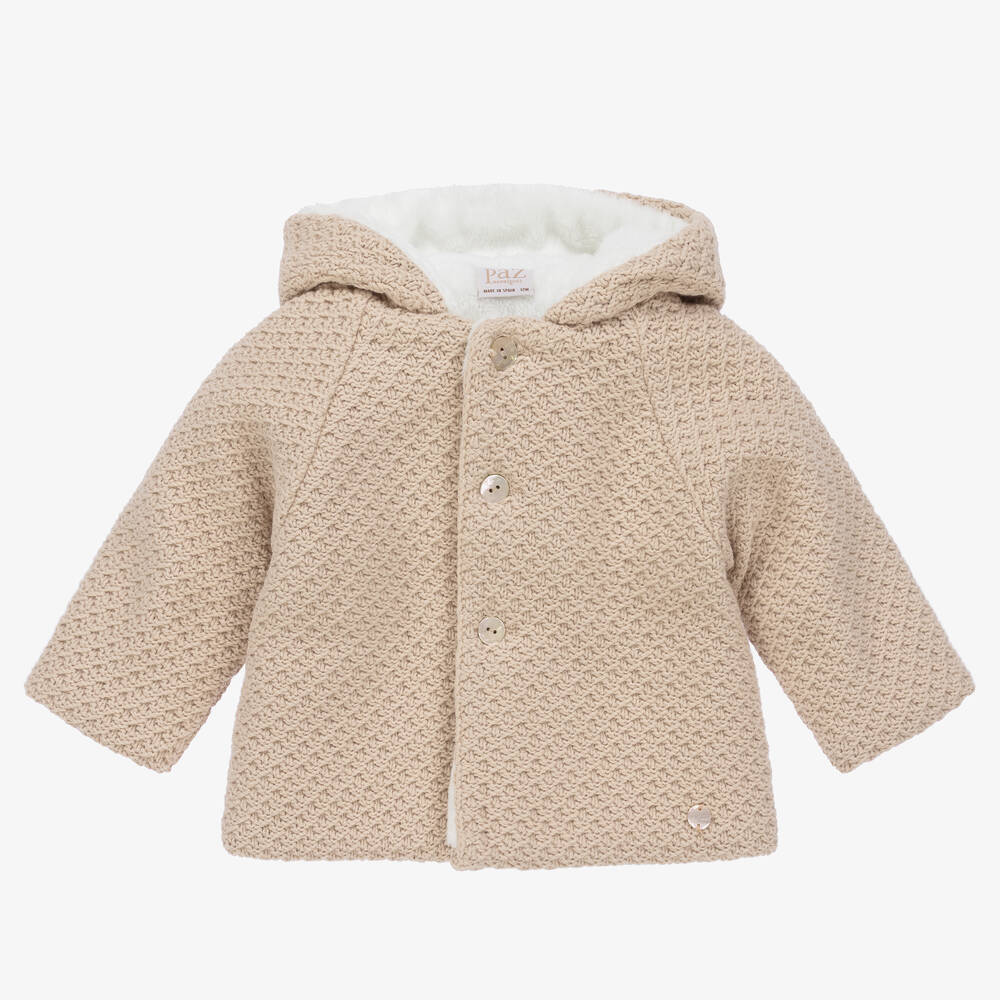 Paz Rodríguez - Beige Knitted Pram Coat | Childrensalon