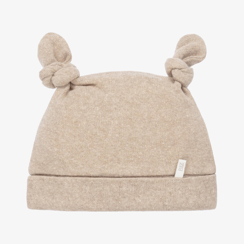 Paz Rodríguez - Beige Knitted Teddy Ears Baby Hat | Childrensalon