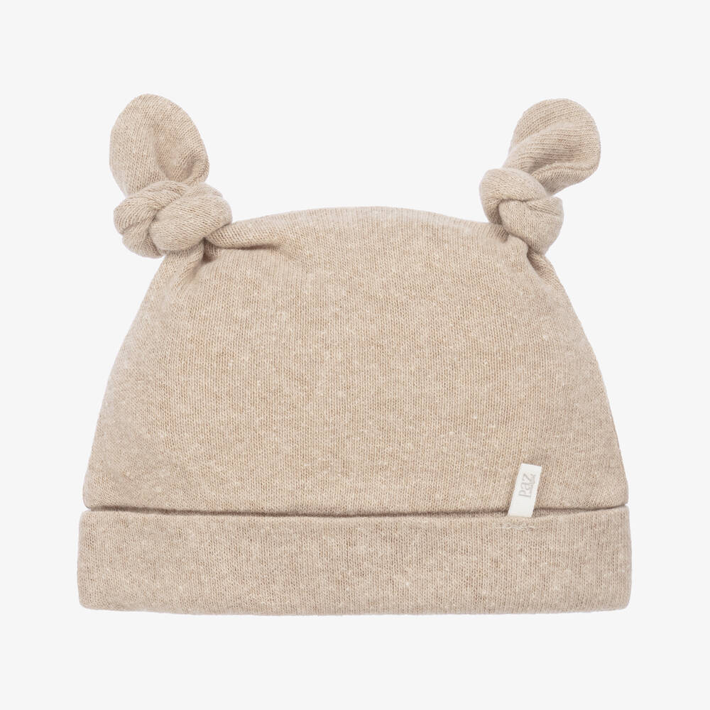 PAZ Rodríguez-Beige Knitted Teddy Ears Baby Hat | Childrensalon Outlet