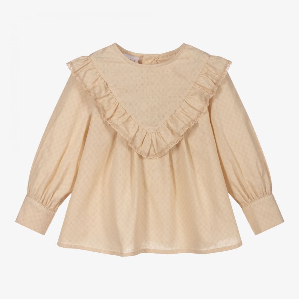 PAZ Rodríguez-Beige Ruffle Blouse | Childrensalon Outlet
