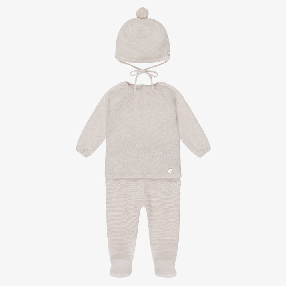 PAZ Rodríguez-Beige Wool & Cashmere Babygrow Set | Childrensalon Outlet
