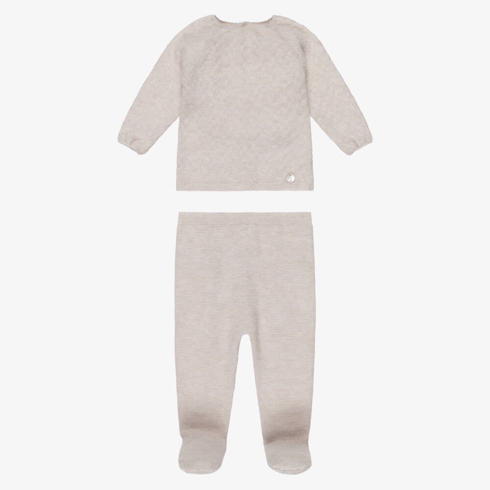 PAZ Rodríguez-Beige Wool & Cashmere Babygrow Set | Childrensalon Outlet
