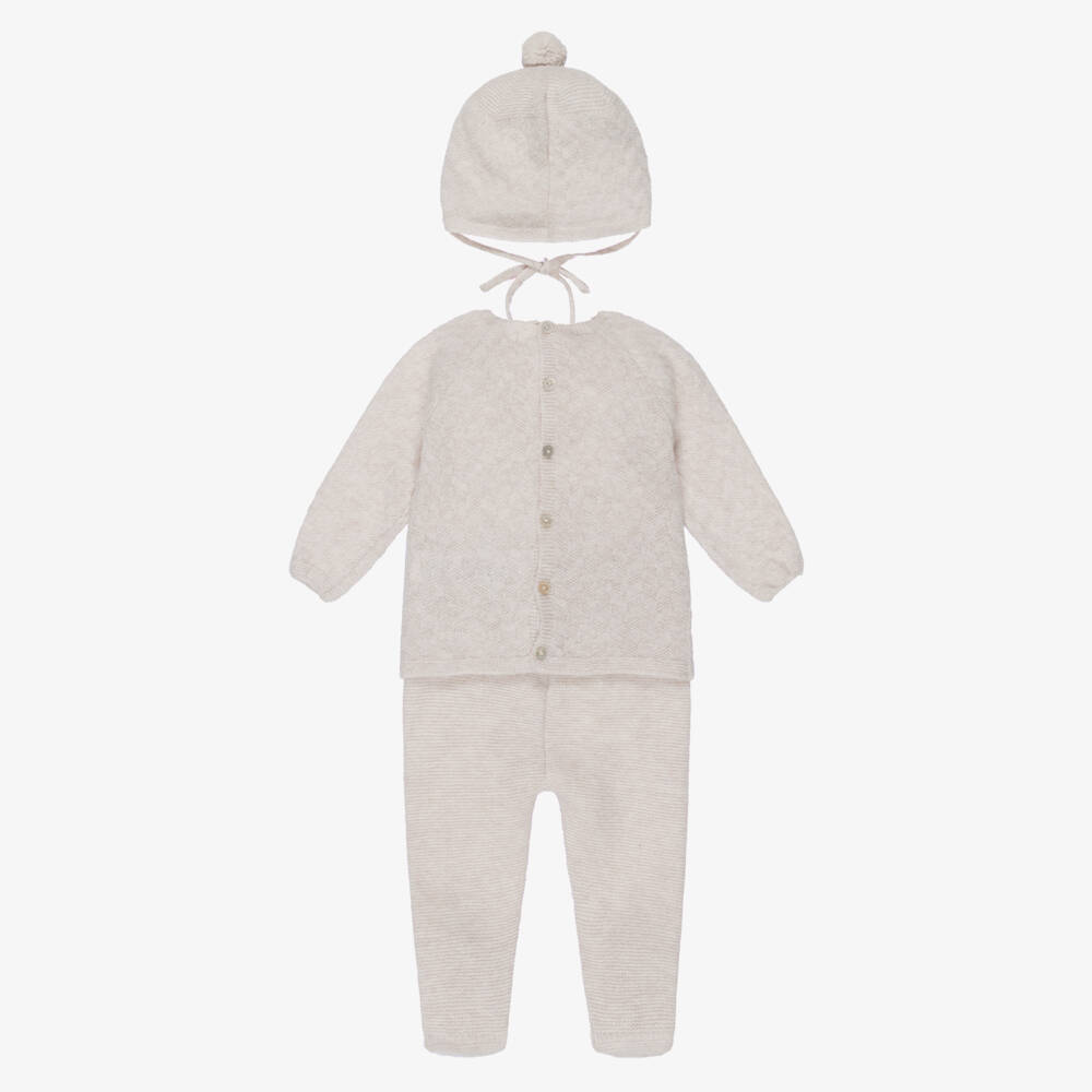 PAZ Rodríguez-Beige Wool & Cashmere Babygrow Set | Childrensalon Outlet