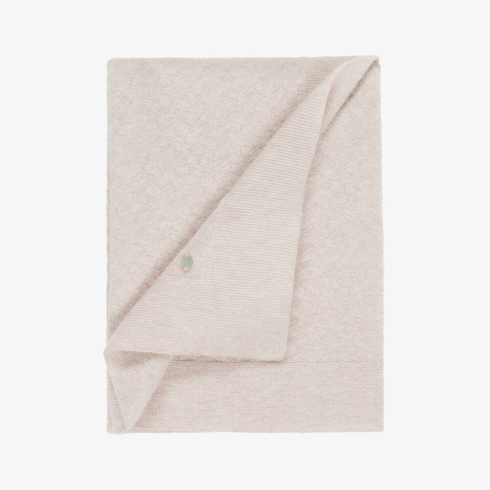 PAZ Rodríguez-Beige Wool & Cashmere Knit Blanket (98cm) | Childrensalon Outlet