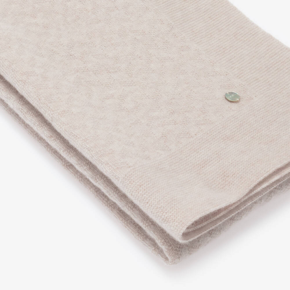 PAZ Rodríguez-Beige Wool & Cashmere Knit Blanket (98cm) | Childrensalon Outlet