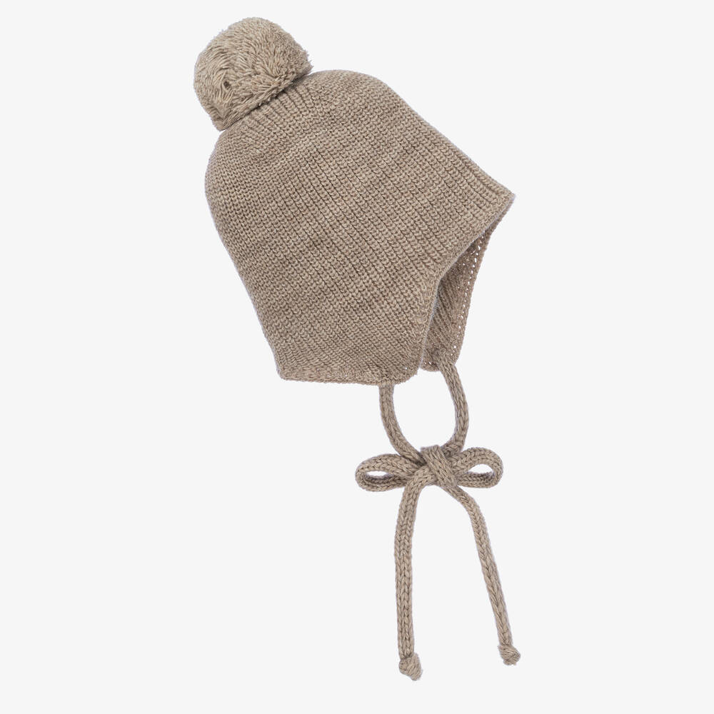 Paz Rodríguez - Beige Wool Knit Pom-Pom Hat | Childrensalon