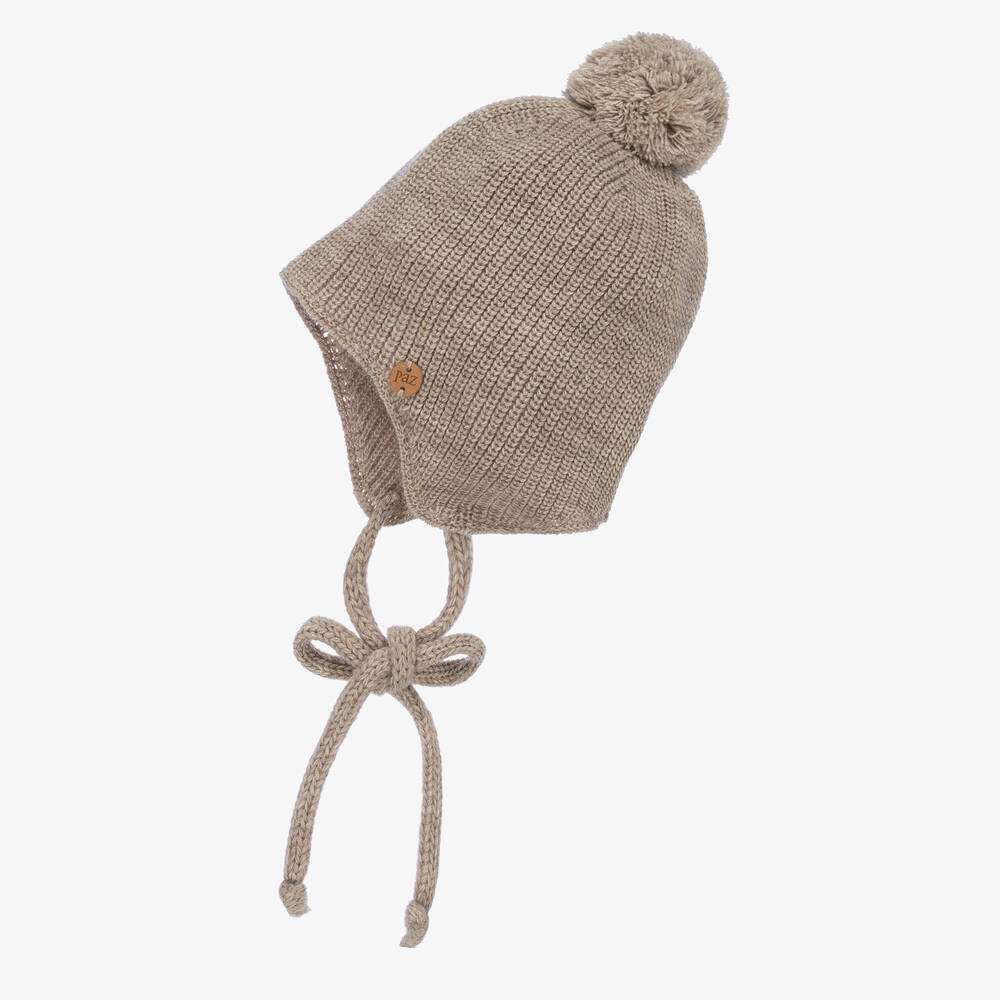PAZ Rodríguez-Beige Wool Knit Pom-Pom Hat | Childrensalon Outlet