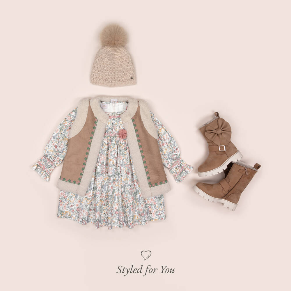 PAZ Rodríguez-Beige Wool Knit Pom-Pom Hat | Childrensalon Outlet