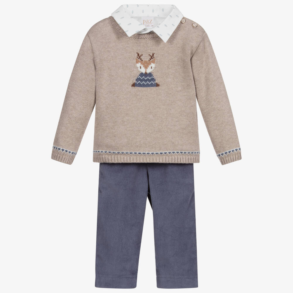 PAZ Rodríguez-Комплект с бежевым топом и синими брюками | Childrensalon Outlet