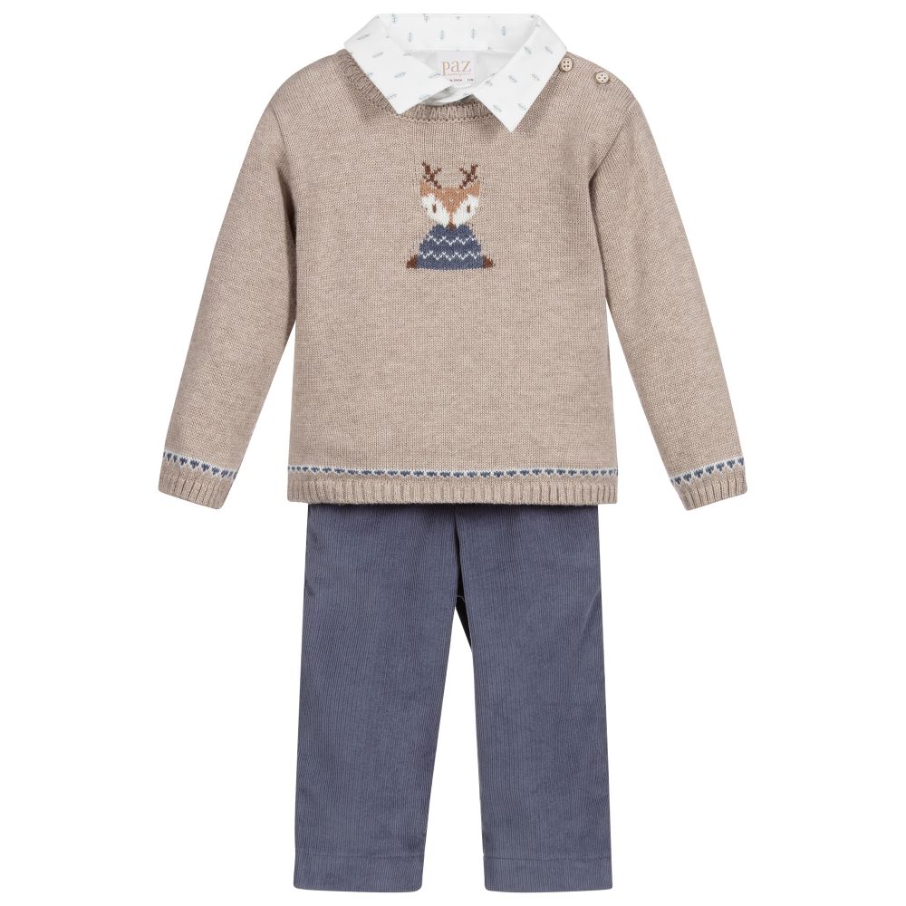 Paz Rodríguez - Blue & Beige Trousers Set  | Childrensalon