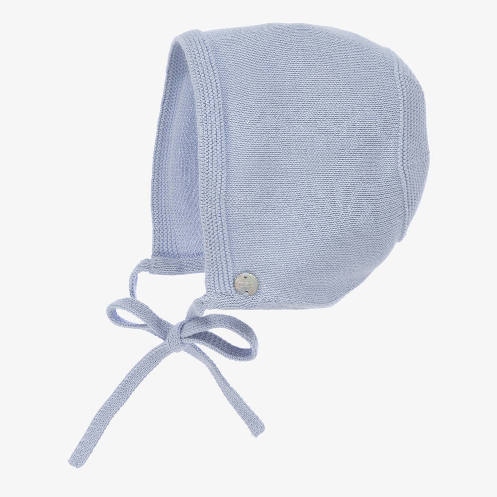 PAZ Rodríguez-Blue Cotton Knit Baby Bonnet | Childrensalon Outlet