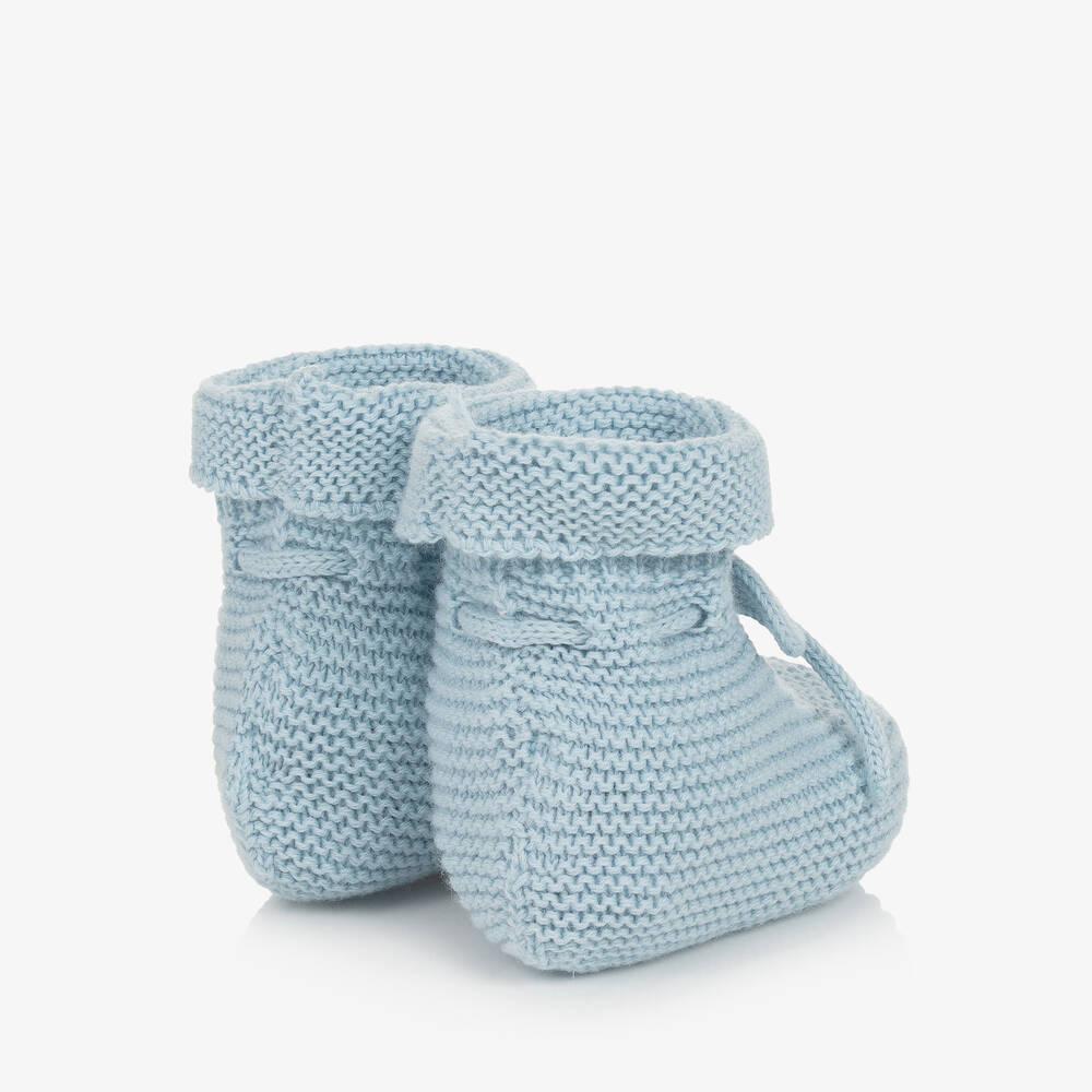 PAZ Rodríguez-Blue Cotton Knit Baby Booties | Childrensalon Outlet