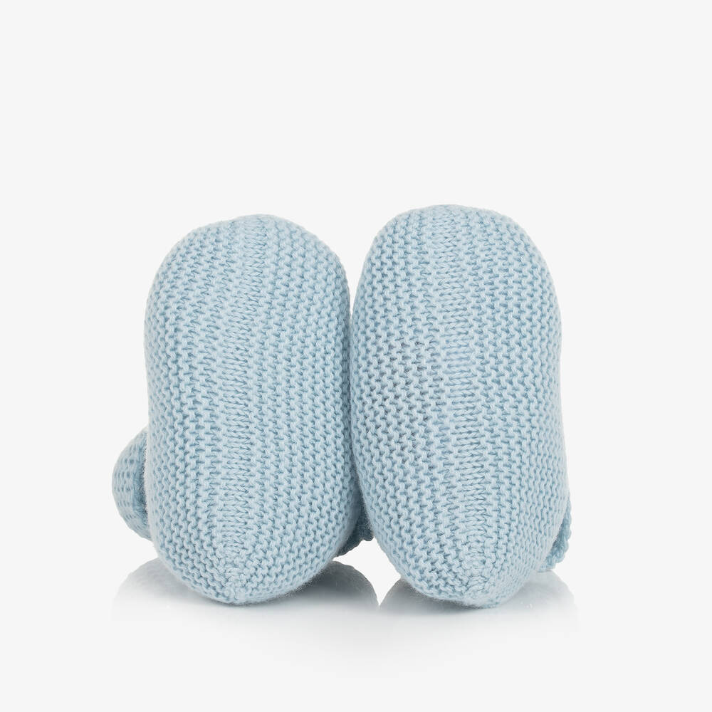 Paz Rodriguez Blue Cotton Knit Baby Booties Childrensalon Outlet