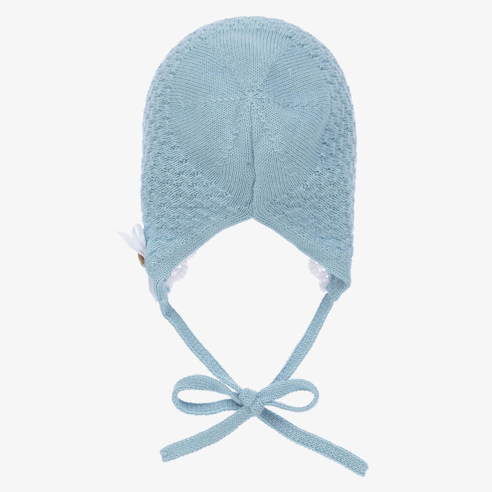 PAZ Rodríguez-Blue Knit Baby Bonnet | Childrensalon Outlet