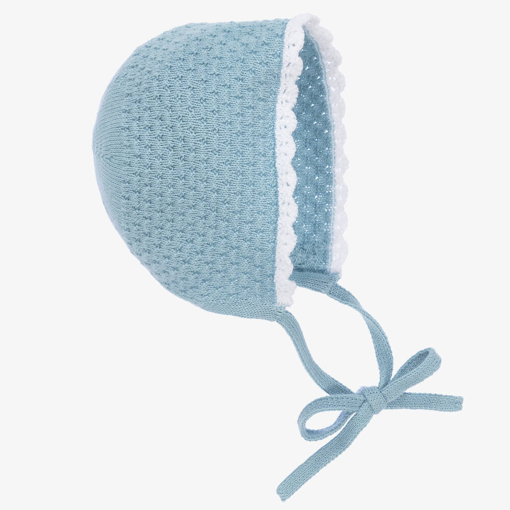Paz Rodríguez - Blue Knit Baby Bonnet | Childrensalon