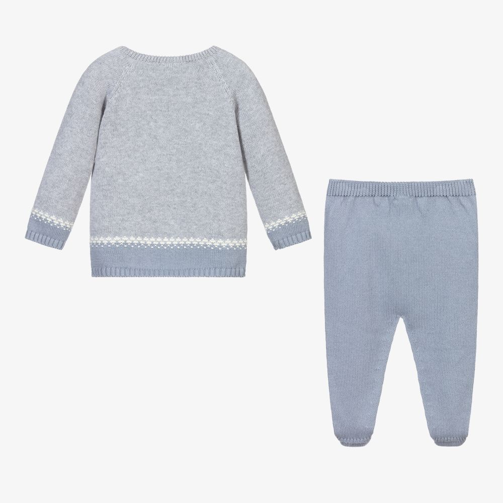 PAZ Rodríguez-Blue Knitted 2 Piece Babygrow | Childrensalon Outlet