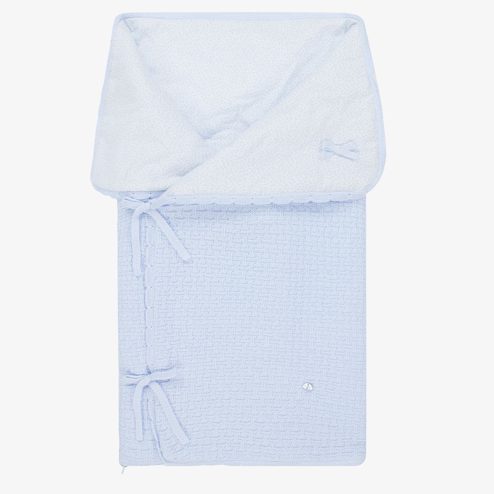 Paz Rodríguez - Blauer Strick-Babyschlafsack (70 cm) | Childrensalon