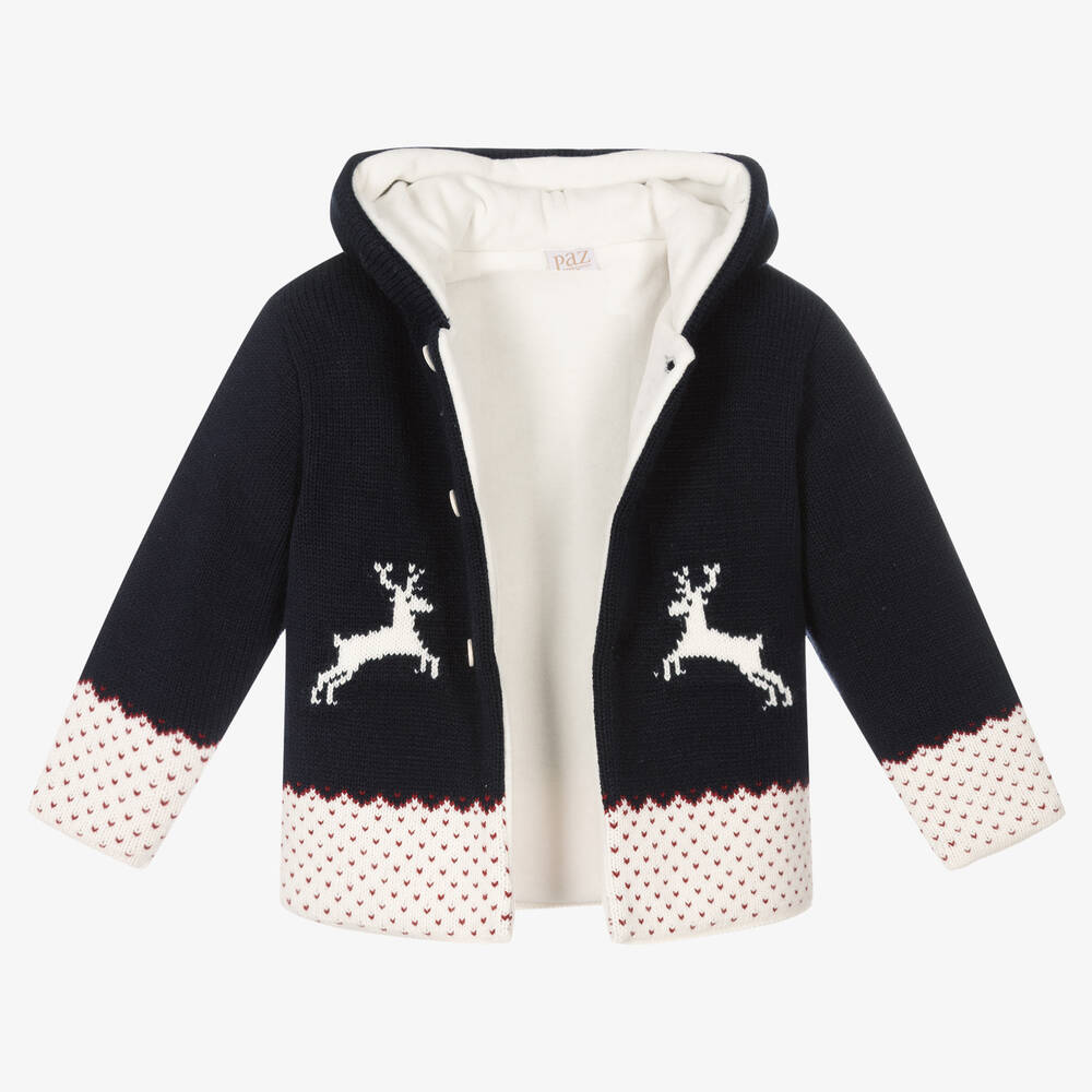 باز رودريغيز-معطف هودي أطفال ولادي أكريليك محبوك لون كحلي | Childrensalon Outlet