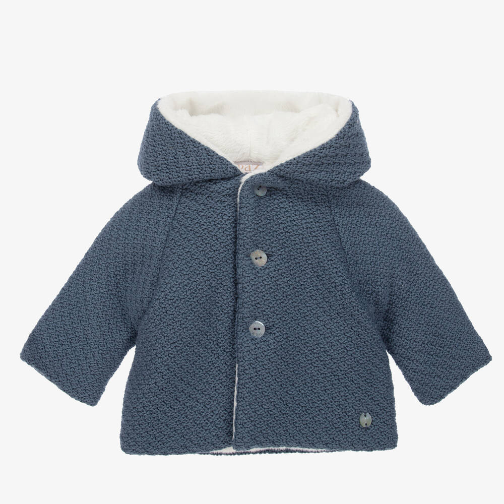 Paz Rodríguez - Blue Knitted Pram Coat | Childrensalon