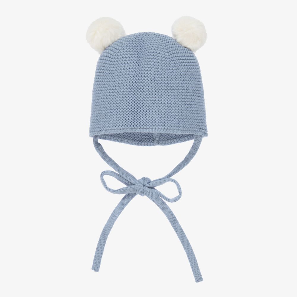 Paz Rodríguez - Blue Merino Wool Pom-Pom Hat | Childrensalon