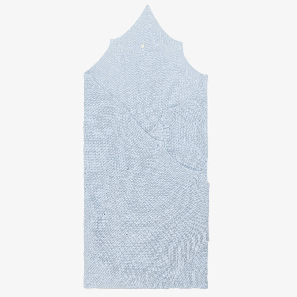 PAZ Rodríguez-شال محبوك أزرق بحواف مموجة للرضع | Childrensalon Outlet