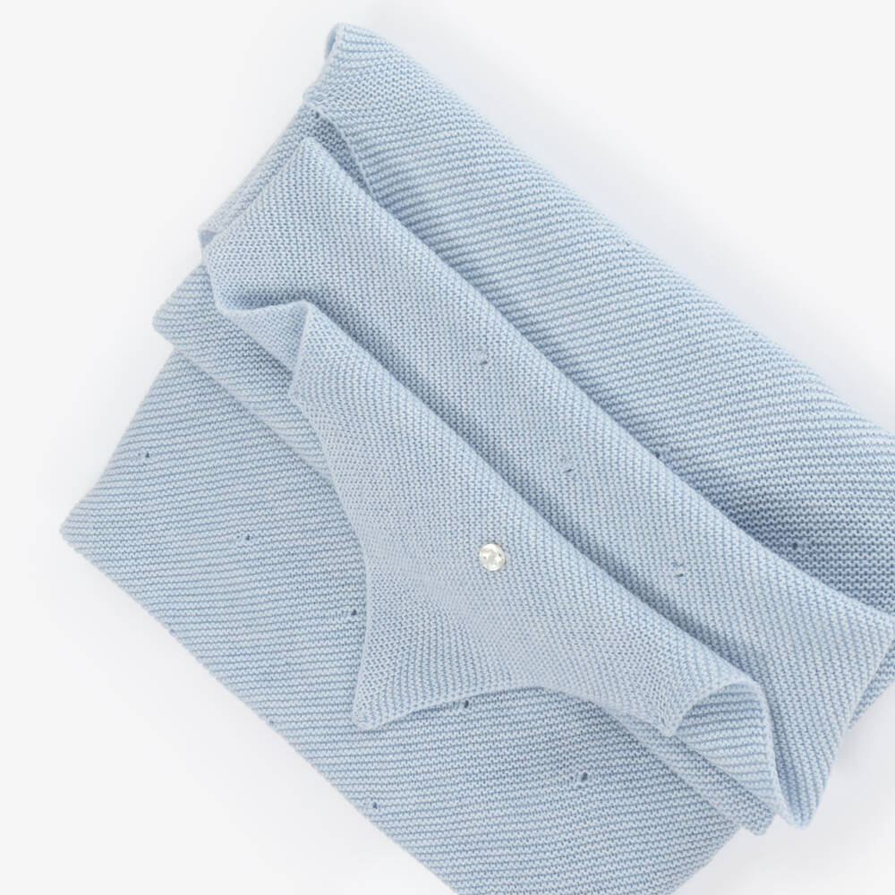 PAZ Rodríguez-شال محبوك أزرق بحواف مموجة للرضع | Childrensalon Outlet