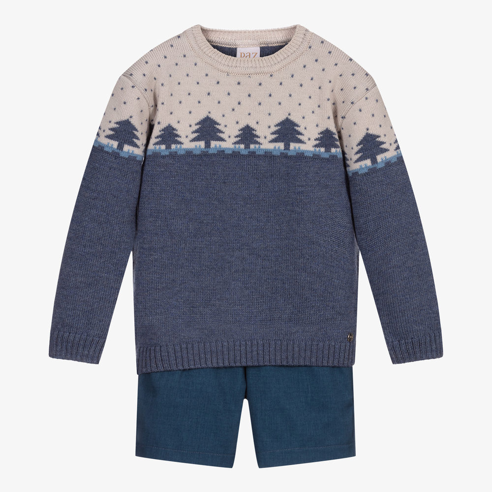 Paz Rodríguez - Blue Sweater & Shorts Set | Childrensalon